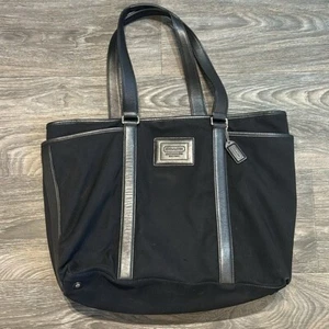 Coach Legacy Hampton F77007 Black Canvas Large Tote Bag Work Weekender Diaperbag - Picture 1 of 15