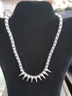 Juicy Couture Shiny Pave Triangle Spike Pearl Bead Gold Necklace Fashion Choker