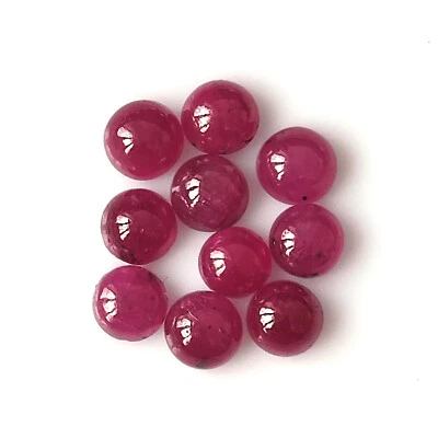 Genuine Ruby Cabochon 4X4 mm Round Cut Natural Unheated Loose Gemstone 10 Pieces - Image 1 of 4