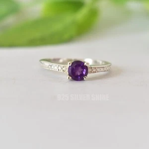 AMETHYST NATURAL GEMSTONE RING 925 STERLING SILVER HANDMADE JEWELRY RING 3 TO 12 - Picture 1 of 9