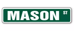 MASON Street Sign Childrens Name Room Metal Sign Decal - Picture 1 of 14