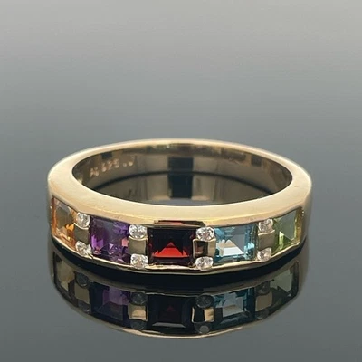 RING GR.21 (CA.66) AUS 925/SILBER VERG. MIT MULTI EDELSTEINE &ZIRKON SCHMUCKJAGD - Bild 1 von 3