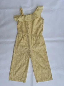 Babyhug Ruffled Eyelet Yellow Jumpsuit Girls Size 5-6 Years Boho Cotton - Picture 1 of 7