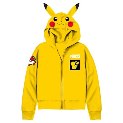 Pokemon Pika Niños Amarillo Manga Larga Cremallera Completa 3D Sudadera Sudadera Chaqueta: 6-16 Foto 1 de 4