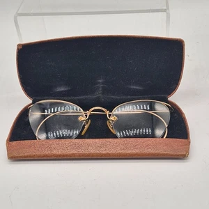 VTG. SHURON SHURSET WIRE RIM EYEGLASSES ~ 12k GOLD FILLED SEMI-RIMLESS w/Case - Picture 1 of 3