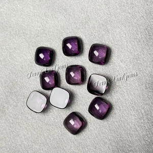 Cushion Shape Cabochon Flat Back Zircon Amethyst Loose Stone For Bracelet Inlay - Picture 1 of 6