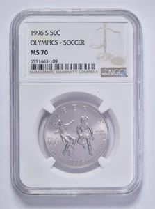 1996 S MS70 Olympics Soccer Commemorative Half Dollar NGC *9058 - Picture 1 of 5