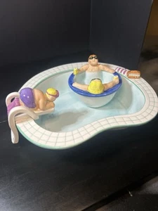 Vintage Lotus 1995 Keramik Chip & Dip Set Pool Party Retro Snack Schale Pottery - Bild 1 von 16