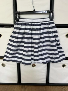 Hanna Andersson Girl's 140 size 10 Navy Blue White Striped Cotton elastic Skirt - Picture 1 of 5