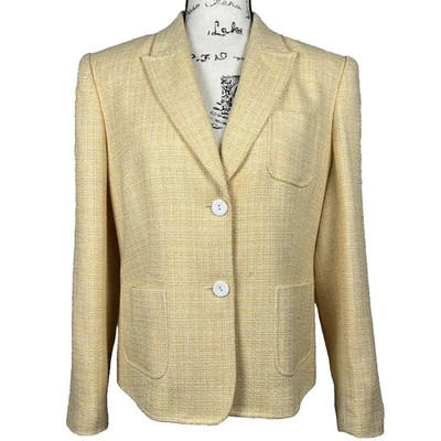 Chaqueta Blazer Talbots Para Mujer Talla 10 Amarillo Tweed 2 Botones Manga Larga Bolsillos Foto 1 de 4