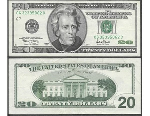 2001 US $20 Twenty Dollar Bill 'Monochrome' Note (Chicago Federal Reserve) - Picture 1 of 8