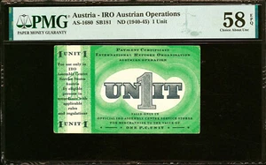Austria IRO Austrian Operations 1 Unit WWII ND (1940-45) AS-1680 AUNC PMG 58 EPQ - Picture 1 of 2