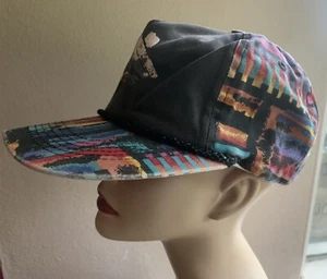 Vtg Retro Neon Geometric 80’s 90’s Hip Hop Hat Snapback Cap Babbitt’s Flat Rim - Picture 1 of 8