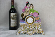 Antique french vieux paris porcelain clock couple figurine statue attr petit J 