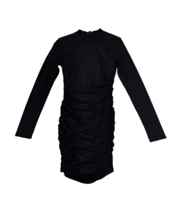 Blossom size 8 Dress Black Mesh Ruched Sheer Long Sleeve Party Night Out - Picture 1 of 7