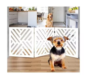 Bundaloo Freestanding Dog Gate Expandable Decorative Wooden Fence for Small t... - Picture 1 of 8
