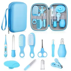 Pflegeset Baby Set 12-teilig mit Thermometer Bürste Nagelschere Pfeile Blau B504 - Bild 1 von 6
