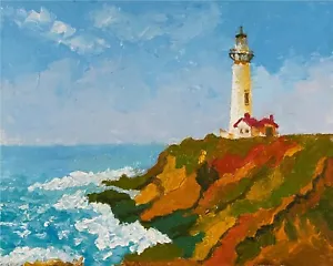 Stunning Oil painting on canvas original. Seascape with Lighthouse. - Picture 1 of 3