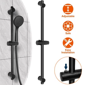 Shower Riser Rail Kit Adjustable Shower Head Holder Bracket Bathroom Shower Rod - Picture 1 of 12