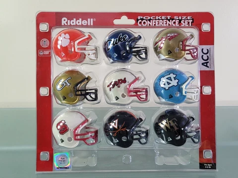 RIDDELL Pocket Size ACC Atlantic Coast Conference NCAA Football Helmet Set Of 9 Cover