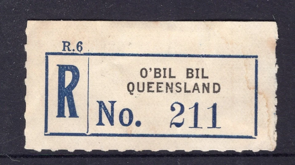 Etiqueta de registro antigua O'BIL BIL de Queensland Foto 1 de 1