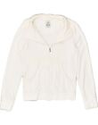 ADIDAS Womens Tracksuit Top Jacket UK 12 Medium White Cotton BA43