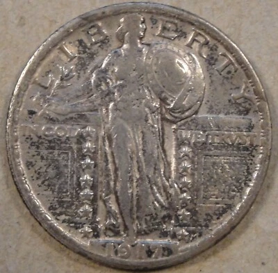 1917 Type 2 Standing Liberty Quarter 25c Nearly XF - Image 1 of 2