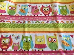 NORTHCOTT STUDIO-WHOOO LOVES YOU #6932-21 BORDER STRIPE-BY THE YARD - Picture 1 of 3