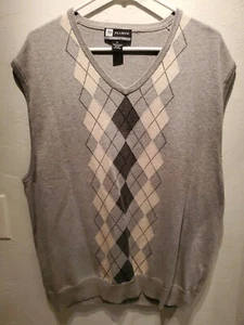 JOS A BANK Leadbetter Golf Gray Cream V-neck Men's Cotton Sweater Vest XL - Picture 1 of 4