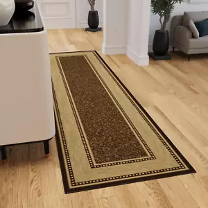 Ottohome Non-Slip Rubberback Bordered Design 3X10 Indoor Runner Rug, 2'7" X 9'10 - Picture 1 of 12