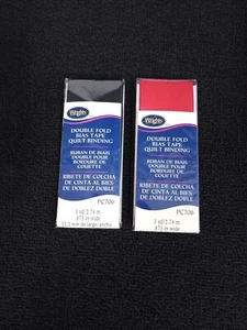 2x Wrights ~ PC706 Double Fold Bias Tape, Quilt Binding - Black & Red , 3 yd - Picture 1 of 2