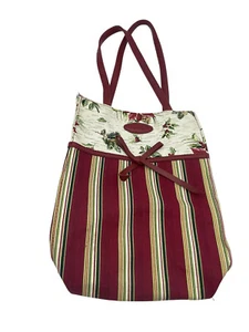 Longaberger #23540 Holiday Gift Bag Holiday Stripe Holiday Botanical Tote - Picture 1 of 9