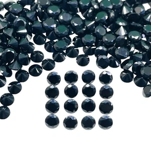 100 Pcs Natural Black Spinel 3mm Round Diamond Cut Calibrated Loose Gemstone Lot - Picture 1 of 10