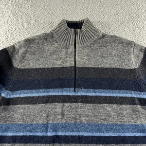 NUEVO Suéter De Colección Banana Republic Para Hombres Extra Grande Gris Azul Lana 1/4 Cremallera Simulado - Imagen 1 de 11