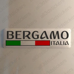 Bergamo Italia Adesivi Adesivo Bandiera 120x30mm Resinati 3D Resinato Auto - Photo 1/1