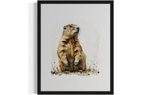 Groundhog Animal Watercolor Art Print Poster Wall Art Painting - Picture 1 of 7
