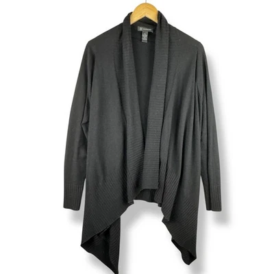 Cárdigan suéter cascada negro para mujer talla XL lana cachemir mezcla de seda Foto 1 de 4