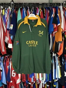 Vintage 90's Nike South Africa Rugby Union Long Sleeve Jersey Mens Shirt Size M - Picture 1 of 11