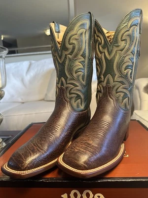 Botas de jinete Lucchese Heritage para hombre hechas a mano de piel de toro chocolate punta cuadrada 9D Foto 1 de 4