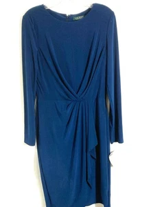 Neu mit Etikett Lauren Ralph Lauren royalblaues knielanges Kleid vorne gedreht Größe 10 - Bild 1 von 5