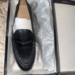 Mocasín para mujer LAUREN Ralph Lauren Wynnie de cuero bruñido Penny negro talla 9,5 - Imagen 1 de 4