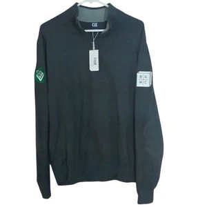 Cutter & Buck Sweater Mens L Gray Half Zip Pullover Patches - Picture 1 of 8