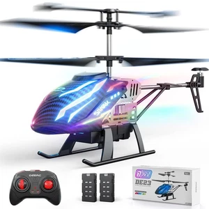 DE23 Elicottero Telecomando, Elicotteri RC con Luce 7 Colori, 2 Modulari... - Foto 1 di 6
