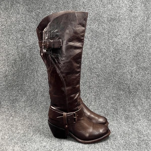 Stivali equitazione Dolce Vita alti donna 8,5 pelle marrone imbracatura fibbia ginocchio - Foto 1 di 15