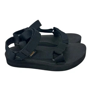 Teva Sandals Womens 6 Midform Universal Platform Black Hook & Loop - Picture 1 of 5
