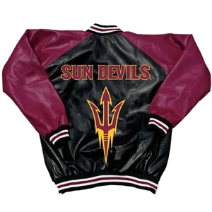 Letterman Arizona State ASU Embroidered Logo Wool & Leather Varsity Jacket - Picture 1 of 4