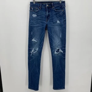 Pantalones de mezclilla American Eagle Next Level Airflex ajustados azules desgastados talla 30x34 para hombre - Imagen 1 de 12