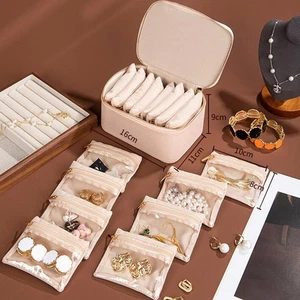 Portable Travel Jewelry Box Set of 8 Bag Bracelets Watches Necklace Storage Box  - Picture 1 of 15