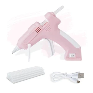 Cordless Electric Hot Melt Glue Gun Rechargeable DIY Repair Heating Tool Pink - Picture 1 of 6