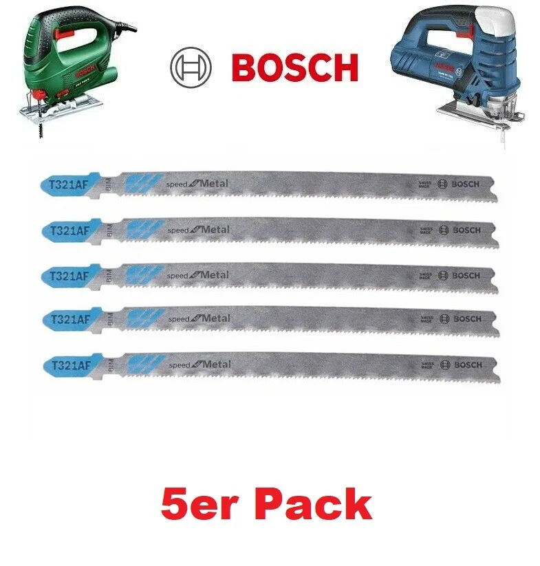 BOSCH 5er Pack Stichsägeblatt 132mm T 321 AF Speed lang für Metall,Rohre,Profile - Bild 1 von 1